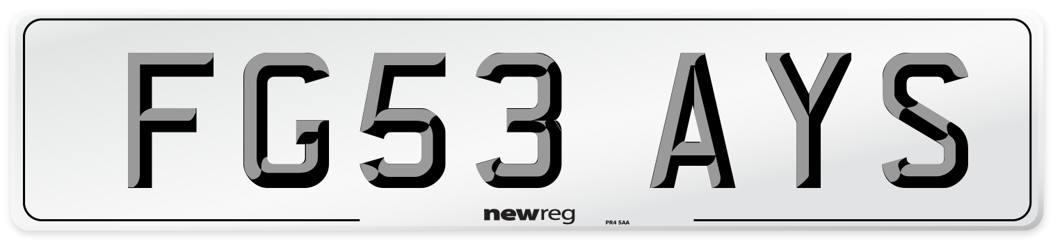 FG53 AYS Number Plate from New Reg
